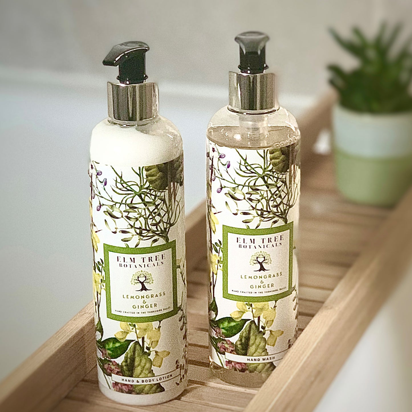 Lemongrass & Ginger Hand & Body Lotion and Hand Wash containers